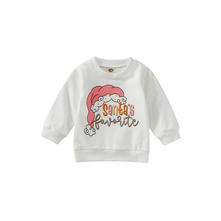 

Meihuida Toddler Baby Boys Girls Christmas Autumn Pullover Santa Letter Print Long Sleeve Round Neck Sweatshirt