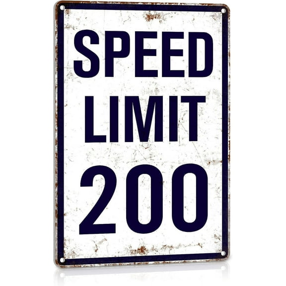 Man Cave Decor, Racing Gifts for Men Funny Mechanic Metal Tin Sign Garage Bar Wall Decorations Speed Limit 200 MPH 8x12 Inch