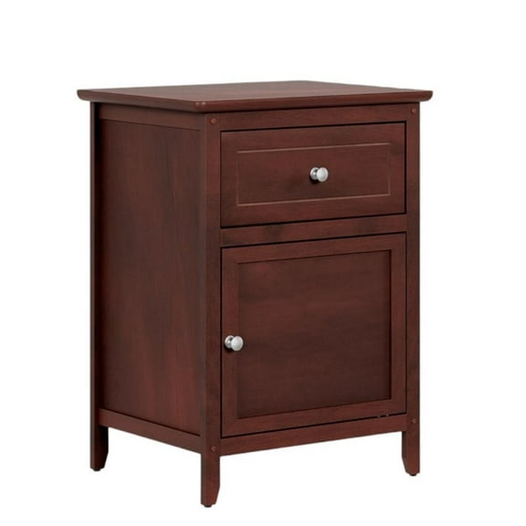 Pemberly Row Side Table with Single Drawer and Storage Cabinet Walnut