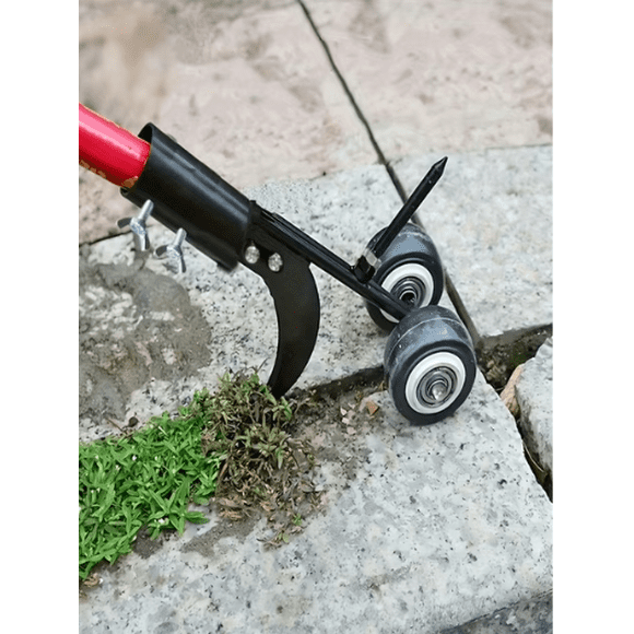 1pc Heavy Duty Metal Garden Weeding Roller - Multipurpose Crack Tool With Adjustable Handle And Swivel Wheel, Effectively Removes Weeds On Grass, Lawn And Stairs, Weeding Tool