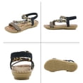 thumbnail image 4 of Juebong Sandals clearance Flat Sandals for Women Dressy Summer Cute Gladiator Slip on Sandal Comfortable Orthopedic T-strap Sandals Ladies Casual Ankle Elastic Bohemian Beach Shoes, 4 of 5