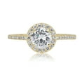 thumbnail image 2 of AVORA 10K Yellow Gold April Birthstone- White Sapphire with Simulated Diamond CZ Halo Fashion Ring  - Size 7.5, 2 of 6