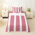 thumbnail image 2 of Castle Fairy Abstract Thin Vertical Stripe Twin Sheets 3pcs,Mid Century Wide Band Bedding,Red White,1 Flat Sheet, 1 Fitted Sheet and 1 Pillowcase, 2 of 7