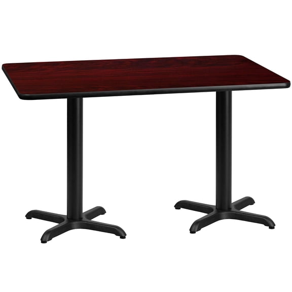 Bowery Hill 30" x 60" Restarant Dining Table in Black and Mahogany