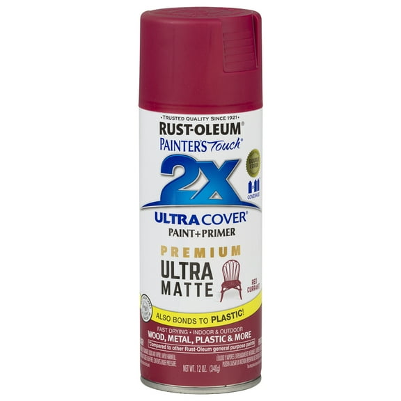 Rust-Oleum Painter's Touch 2X Ultra Cover Matte Red Currant Paint Primer Spray Paint 12 oz