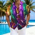 thumbnail image 2 of KeShDi 4x Men Button Up Short Sleeve Shirt Broadcloth Men's Carnival Printed Button Collar Mid Length Shirt Top Multicolor 5X, 2 of 6