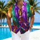 thumbnail image 1 of Blusa y camisa de manga corta con cuello vuelto para hombre, camisa de cuello abotonado con estampado de carnaval, blusa de longitud media para hombre, 1 of 6