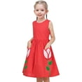 thumbnail image 4 of Girls Dress Red Polka Dot Pocket Floral Summer Sundress Casual Cotton 5 Years, 4 of 7