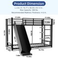 thumbnail image 2 of Harper & Bright Designs Twin Floor Bunk Bed with Slide, Twin Over Twin Metal Bunk Bed Frame with Ladder and Guardrail for Boys Girls, Black, 2 of 15