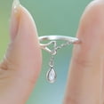 thumbnail image 2 of Adjustable Chain Teardrop Cubic Zirconia CZ Hollow Heart Opening Finger Ring, 2 of 8