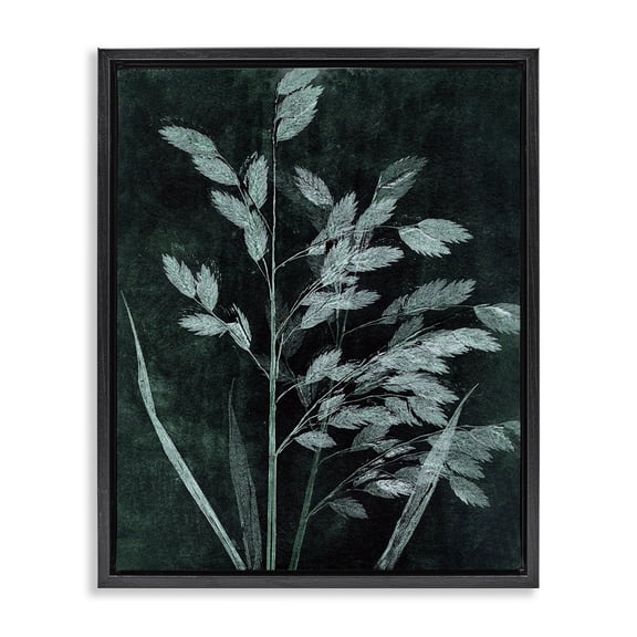 Stupell Industries Eclectic Green Botanical Imprints Black Floating Frame Canvas Art, 17 x 21, by Pernille Folcarelli