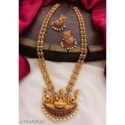 FIRST RAY MART Beautiful Temple Necklace Set / South Indian Women Jewellery/ Gold Plated Fashion Jewelry/Designer Pearl Necklace / Wedding Wear Bridal Gift