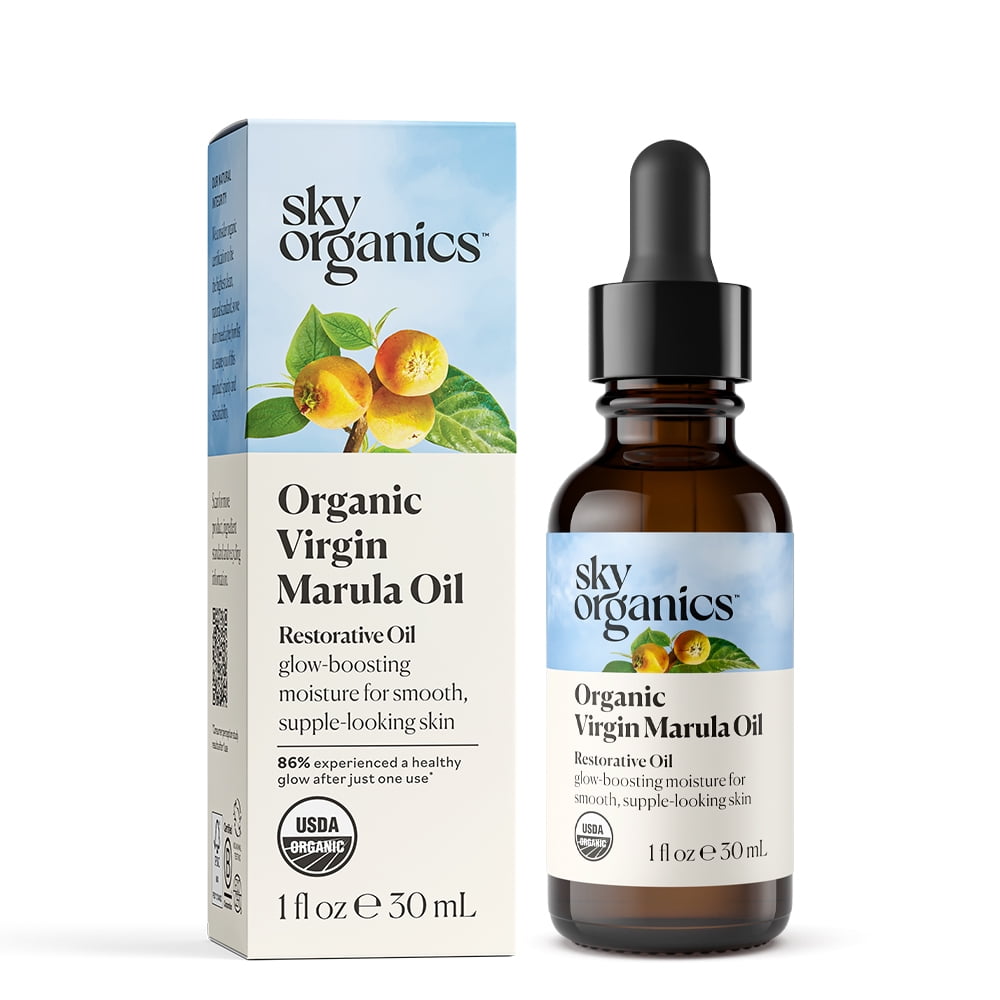 Sky Organics Organic Virgin Marula Oil for Restorative Glow-Boosting Moisturizer for Face, 1 fl oz
