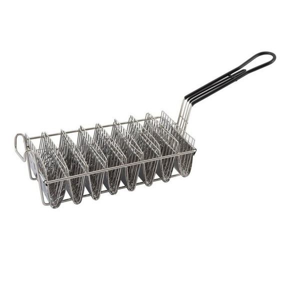 Winco TB-8, Taco Basket For 8 6-Inch Shells, Deep Fryer Taco Holder Basket, Commercial Heavy-Duty Taco Fry Basket with Grip Handle