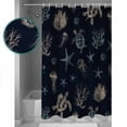 thumbnail image 4 of Navy Blue Coastal Bathroom Curtain 72 Inch Shower Stall Curtain with Hooks, Nautical Summer Beach Sea Turtle Starfish Waterproof Polyester Bath Curtain Washable Bathtub Curtain 36''x 72'', 4 of 6