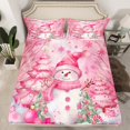 thumbnail image 2 of Castle Fairy Pink Snowman 3Pcs Twin Sheet Sets for Preppy Children Teens,Christmas Tree Snowflake Twin Fitted Sheet,Xmas Festival Breathable Flat Sheet,Ultra Soft Home Decor, 2 of 7
