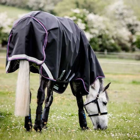 Rambo Supreme 1680D Vari-Layer Turnout Blanket (250g Medium, 150g Hood), Navy (Burgundy/Dusty Blue Trim), Size: 66