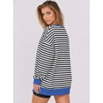 thumbnail image 4 of Women'S Oversized Sweatshirts Long Sleeve Tunic Shirts V Neck Loose Pullover 2025 Trendy Fall Outfit Black & White S, 4 of 5