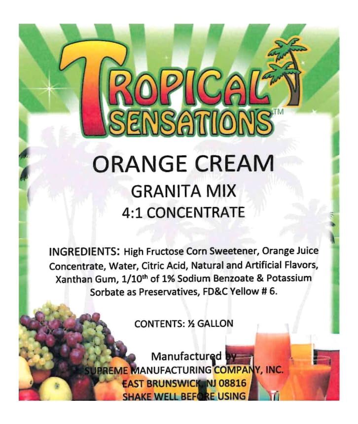 Tropical Sensations Orange Cream Granita Slushie Mix – 64 oz Bottle – Non-Alcoholic Frozen Drink Mix for Slush Machines