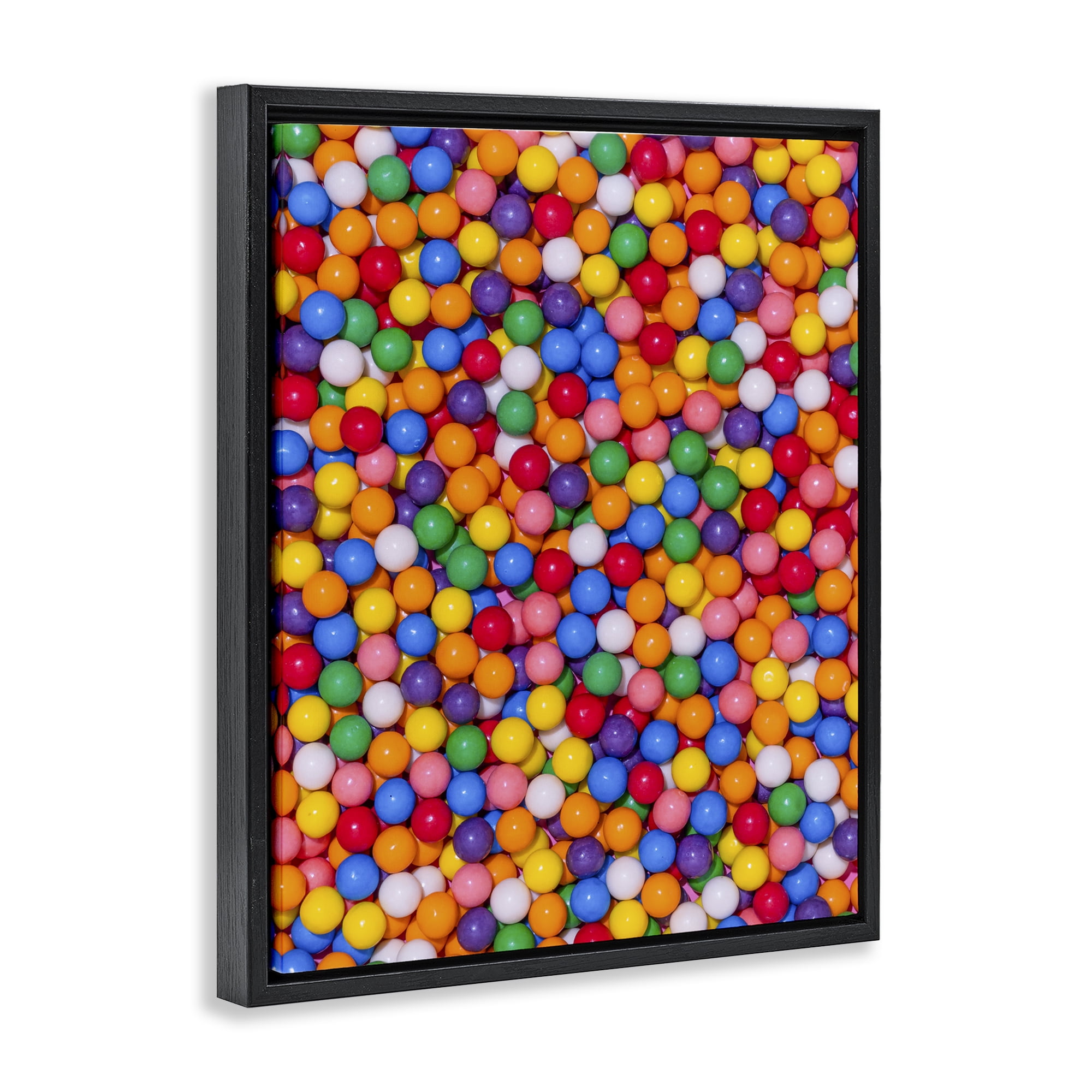 Stupell Industries Colorful Gumballs Close Up Black Framed Floater Canvas Wall Art, design by LISH Creative