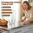 thumbnail image 4 of HOMCOM 57" Kitchen Island with Stainless Steel Top, Mobile Kitchen Island Cart with 2 Drawers & Cabinets, Kitchen Island Table on Wheels, Gray, 4 of 10
