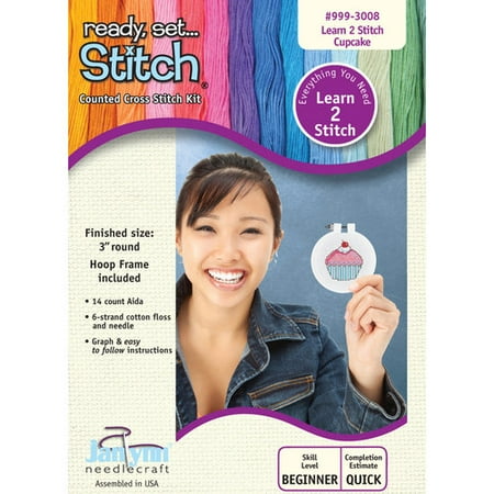 Janlynn Learn To Stitch Cupcake Cross-Stitch Kit with Frame