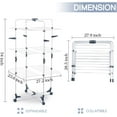 thumbnail image 6 of Kingrack Clothes Drying Rack, 3-Tier Folding Indoor Laundry Drying Rack with Wheels 4 Hooks, Metal, White, 6 of 9
