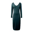 thumbnail image 3 of Womens Midi Sweater Dress Long Sleeve V Neck Bodycon Fall Dresses 2023 Casual Knee Length Ladies Winter Dress Sweater Overall Dress Women Winter Dresses Long Sleeve Sweater Dress plus Size Little, 3 of 3