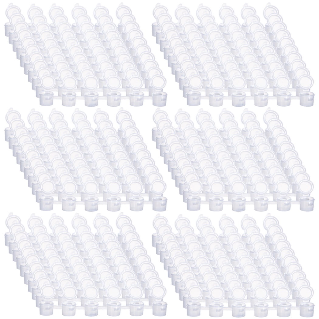 150 Strips Mini Empty Paint Cups, 900 PCS Paint Cup Pots Cans, Mini Clear Plastic Paint Storage Containers with Lids, 3ML Art Painting Craft Supplies for Classrooms Schools Paintings Art Festivals