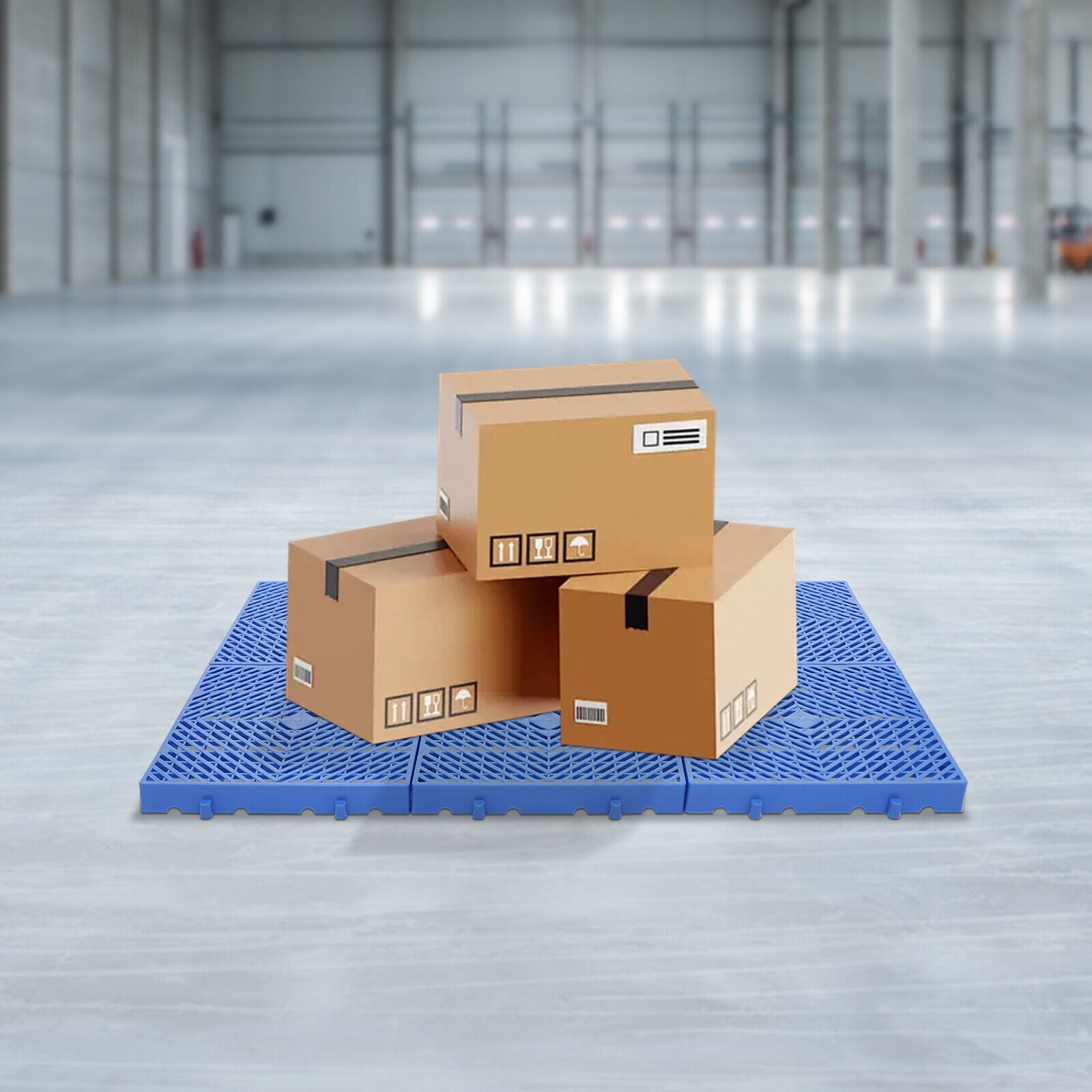 Miumaeov 6Pcs Square Plastic Pallet Ventilation Floor Pallet Breathable Grid Pad Blue 40*40*5cm