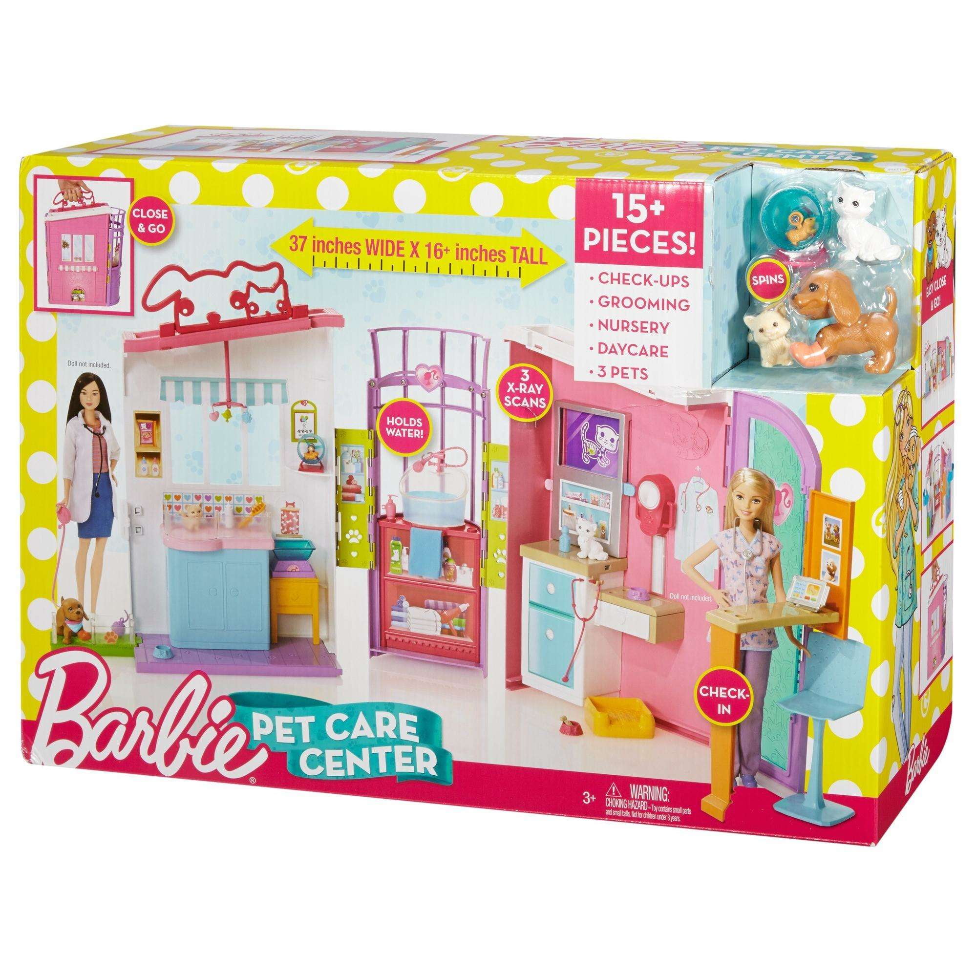 Barbie Conjunto de Juego centro de cuidado de las mascotas ~ bonificación Barbie Mascotas 12pc VET HOSPITAL Playset | eBay