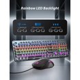 thumbnail image 4 of Typewriter Style Mechanical Gaming Keyboard Blue Switch, Rainbow LED Backlit Wired Computer Keyboards Mouse and Pad Combo, Metal Panel Retro Punk Rou, 4 of 7