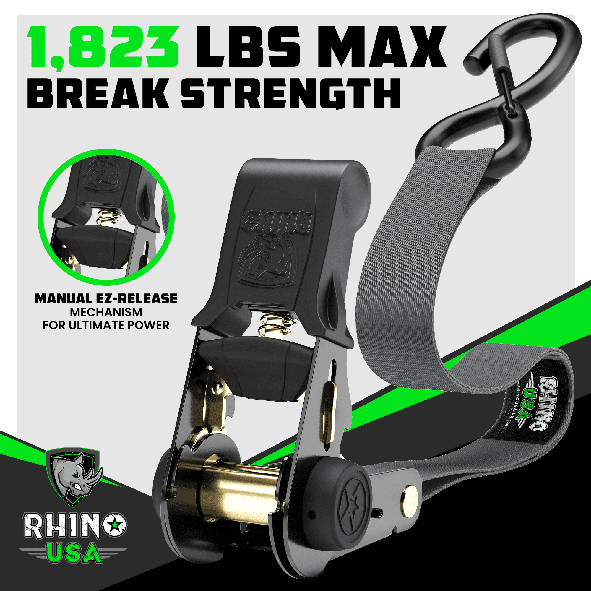 Rhino USA 1in x 15ft Medium Duty Ratchet Straps - Walmart.com