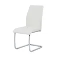 thumbnail image 3 of Modern 4PC Faux Leather Dining Chair Set, Chrome Metal Frame, Soft Padded Seat Kitchen Chair, White, 3 of 4