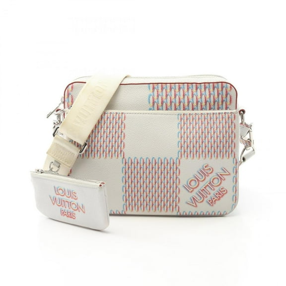 Pre-Owned Louis Vuitton Trio Messenger Shoulder Bag, Men's Leather, White,... (Fair)