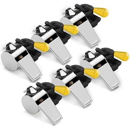 6 Packs Whistle for Coaches, Referees, Training Crisp Sound Whistle with Lanyard for School Sports, Soccer,Football, Basketball