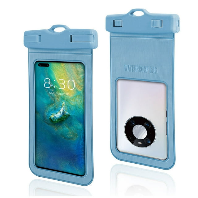 Justharion Waterproof Phone Pouch Smartphone Dry Bag with Lanyard Protector Case Gray Blue 1Set