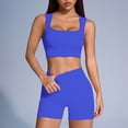 thumbnail image 6 of TOWED22 Women 2 Piece Workout Sets Padded Low Impact Yoga Tops High Waisted Biker Shorts(Blue,S), 6 of 6