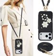thumbnail image 5 of Tianyeda for iphone 17 Pro Case Flower Wallet Card Holder Leather Flip Cover Long/Short Lanyards with Stand Black, 5 of 5