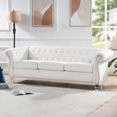 thumbnail image 4 of 84" Premium Polyester 3-Seater Sofa ， Classic Luxury Couch， for Living Room, Bedroom, Office,White, 4 of 9