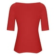thumbnail image 4 of Breezora Women's Slim Fit Short Sleeve T-Shirt Breathable Summer Top Square Neck Casual Tee for Everyday Wear S Size Red, 4 of 6