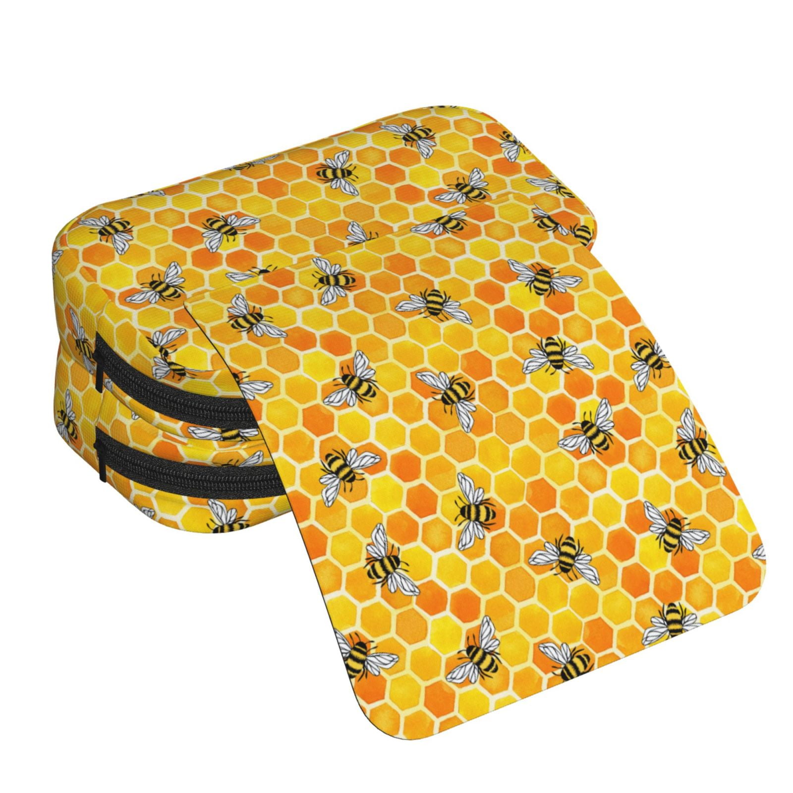 Rateoe Honeycombs Pattern Double Clamshell Pen Case, Storage Organizer with Two Zipper Compartments– Holds Up to 50 Pencils & Pens