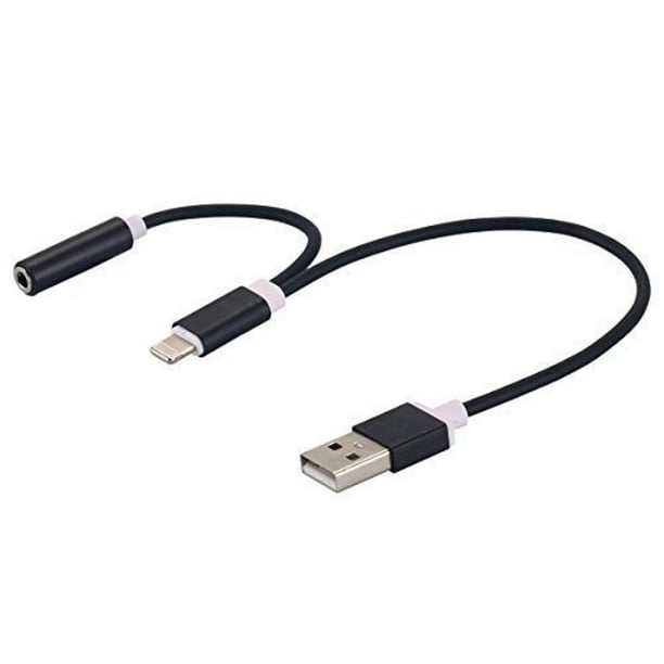 2 in 1 Lightning Cable to 3.5mm Headphone Jack with USB charging Port