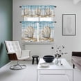 thumbnail image 4 of Blue Coastal Shell Kitchen Curtains Sets for Windows 36 Inch Length, Beach Summer Seaside Nautical Rod Pocket Window Treatments Tier Curtains and Valances Set for Bedroom/Bathroom, 4 of 8
