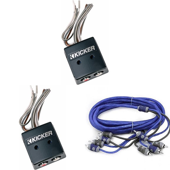 Kicker (2) 46KISLOC K-Series Interconnect, Speaker To Rca W/ Line-Out Converter & 46KI44 4 Meter 4-Channel Signal Cable