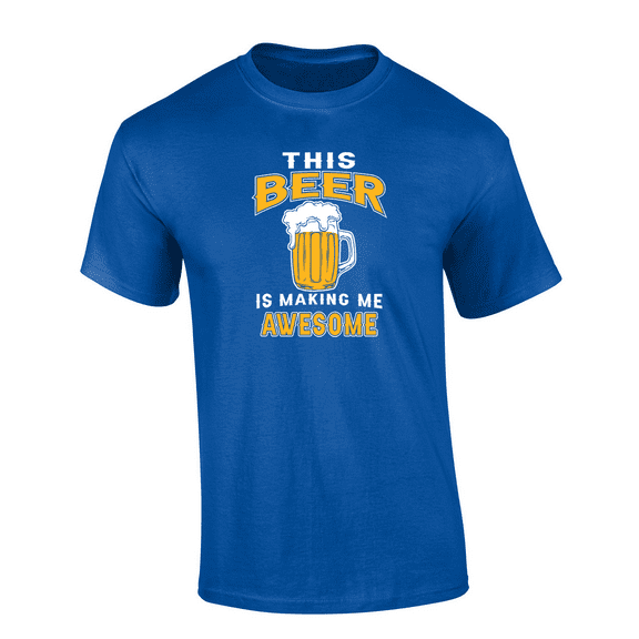 Trenz Shirt Company This Beer Is Making Me Awesome Short Sleeve Mens Graphic T-Shirt-Royal-medium