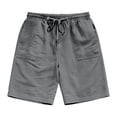 thumbnail image 4 of FINALGANG Mens Solid Color Elastic Waist Drawstring Shorts With Large Patch Pockets Relaxed Fit Quick Dry Lightweight For Fathers Day Gift Summer Daily Casual Wear Leisure Bottoms, 4 of 5