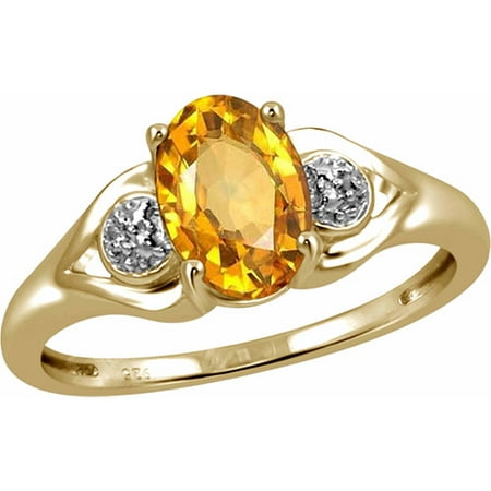 JewelersClub 1.11 Carat Citrine Gemstone and Accent White Diamond Ring