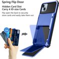 thumbnail image 3 of Armor Case for iPhone 14 Plus, Hidden Card Slot Flip Back Rugged PC Soft TPU Hybrid Heavy Duty Shockproof Cover Military Grade Lens Protection Anti-Impact Non-Slip Dual Layers Case,Blue, 3 of 6