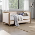 thumbnail image 6 of Kyra Twin Daybed with Nailhead Trim, Light Oak Pinewood, Beige Fabric, 6 of 6